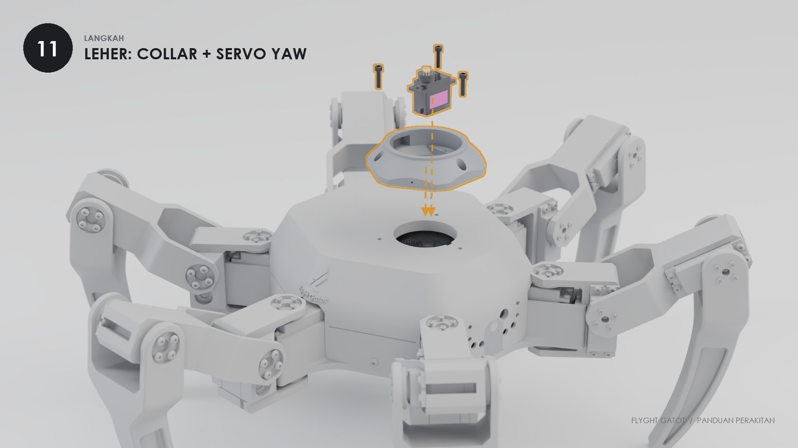 Servo MG90S masuk ke collar, collar turun ke lubang leher Upper_Body