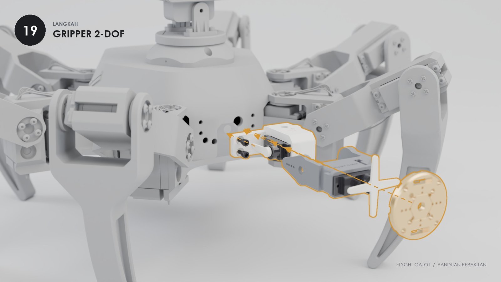 Base, arm dan flange gripper datang dari depan robot
